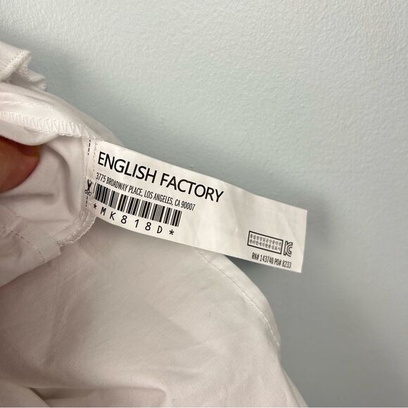 English Factory Smocked White Rainbow Midi Dress W/Pockets Adjustable Ties Sz M - Picture 15 of 16